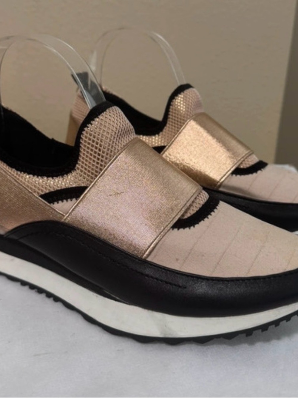 Steve Madden Blush and Metallic Rose Gold Slip-On Sneakers